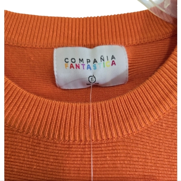 NWT Compañia Fantastica Orange Knit Jumper Sweater A-line Small Cotton Viscose - Picture 4 of 7